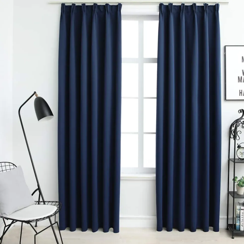 vidaXL Gordijnen verduisterend met haken 2 st 140x175 cm blauw