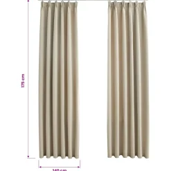 vidaXL Gordijnen verduisterend met haken 2 st 140x175 cm beige