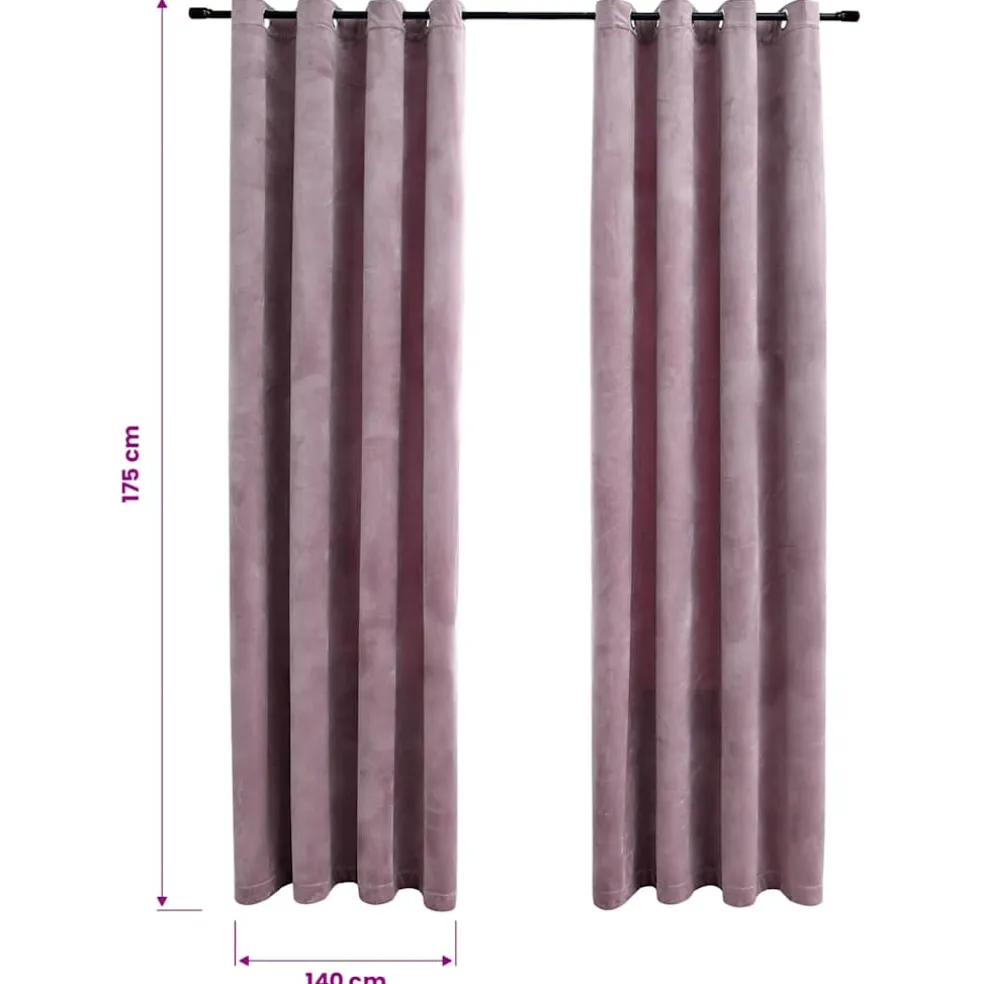 vidaXL Gordijnen verduisterend met ringen 2 st 140x175 cm fluweel roze