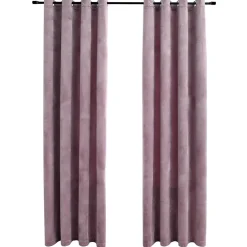 vidaXL Gordijnen verduisterend met ringen 2 st 140x175 cm fluweel roze