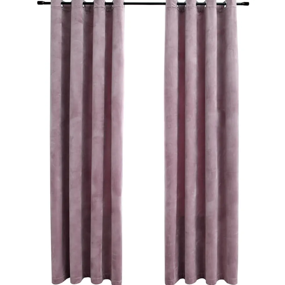 vidaXL Gordijnen verduisterend met ringen 2 st 140x175 cm fluweel roze