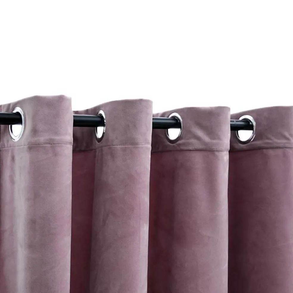 vidaXL Gordijnen verduisterend met ringen 2 st 140x175 cm fluweel roze