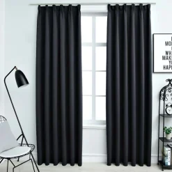 vidaXL Gordijnen verduisterend met haken 2 st 140x175 cm zwart