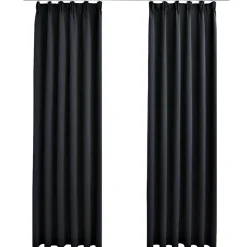 vidaXL Gordijnen verduisterend met haken 2 st 140x175 cm zwart