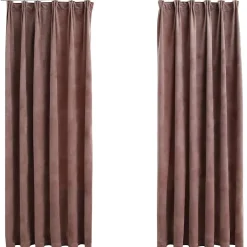 vidaXL Gordijnen verduisterend 2 st met haken 140x175 cm fluweel roze