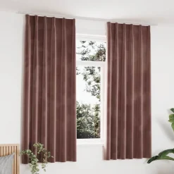 vidaXL Gordijnen verduisterend 2 st met haken 140x175 cm fluweel roze