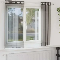 vidaXL Gordijnen voile met doorvoertules 2 st 140x140 cm zwart