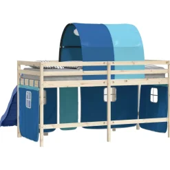 vidaXL Gordijnen voor hoogslaper met tunnel polyester blauw