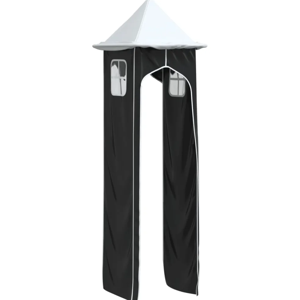 vidaXL Gordijnen voor hoogslaper met toren polyester wit en zwart
