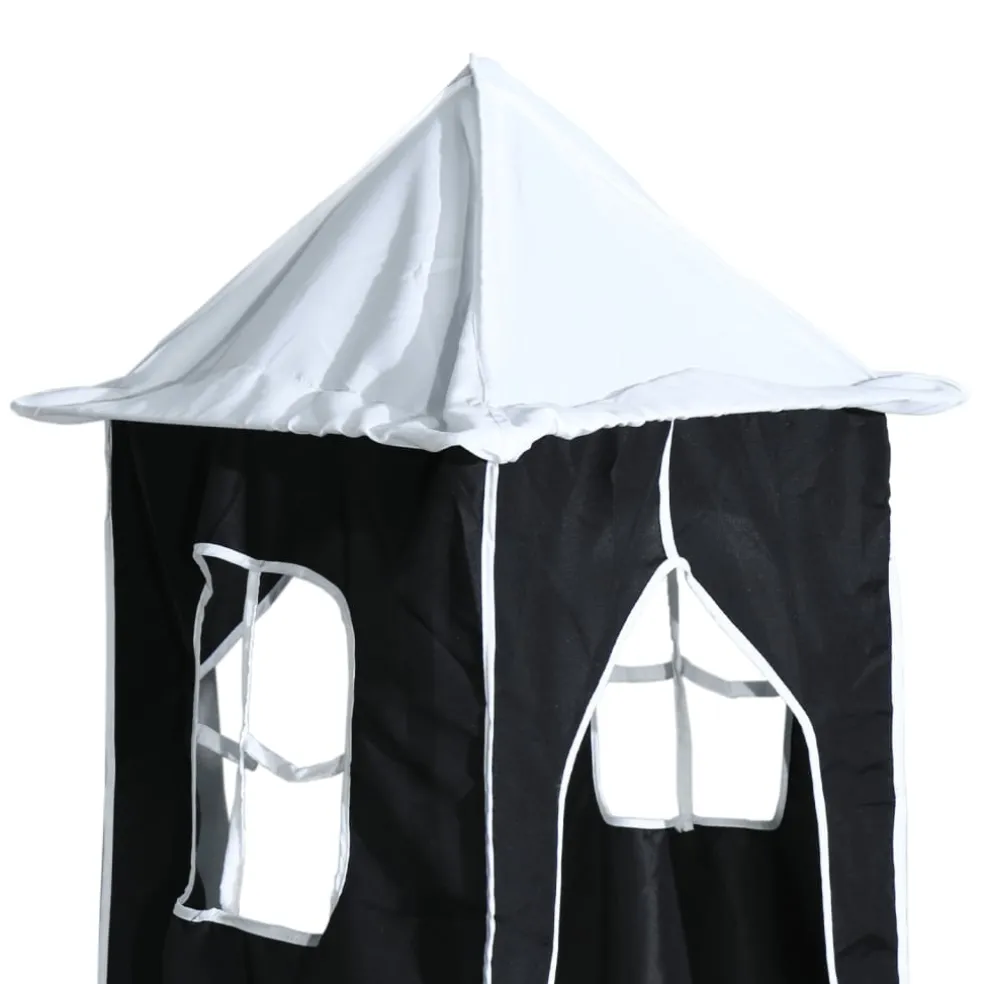 vidaXL Gordijnen voor hoogslaper met toren polyester wit en zwart