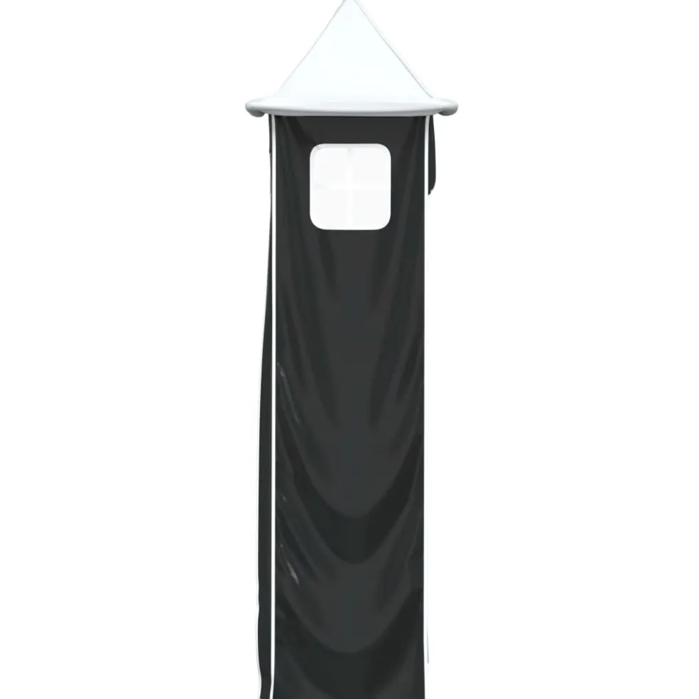 vidaXL Gordijnen voor hoogslaper met toren polyester wit en zwart