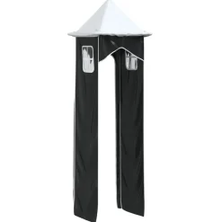vidaXL Gordijnen voor hoogslaper met toren polyester wit en zwart