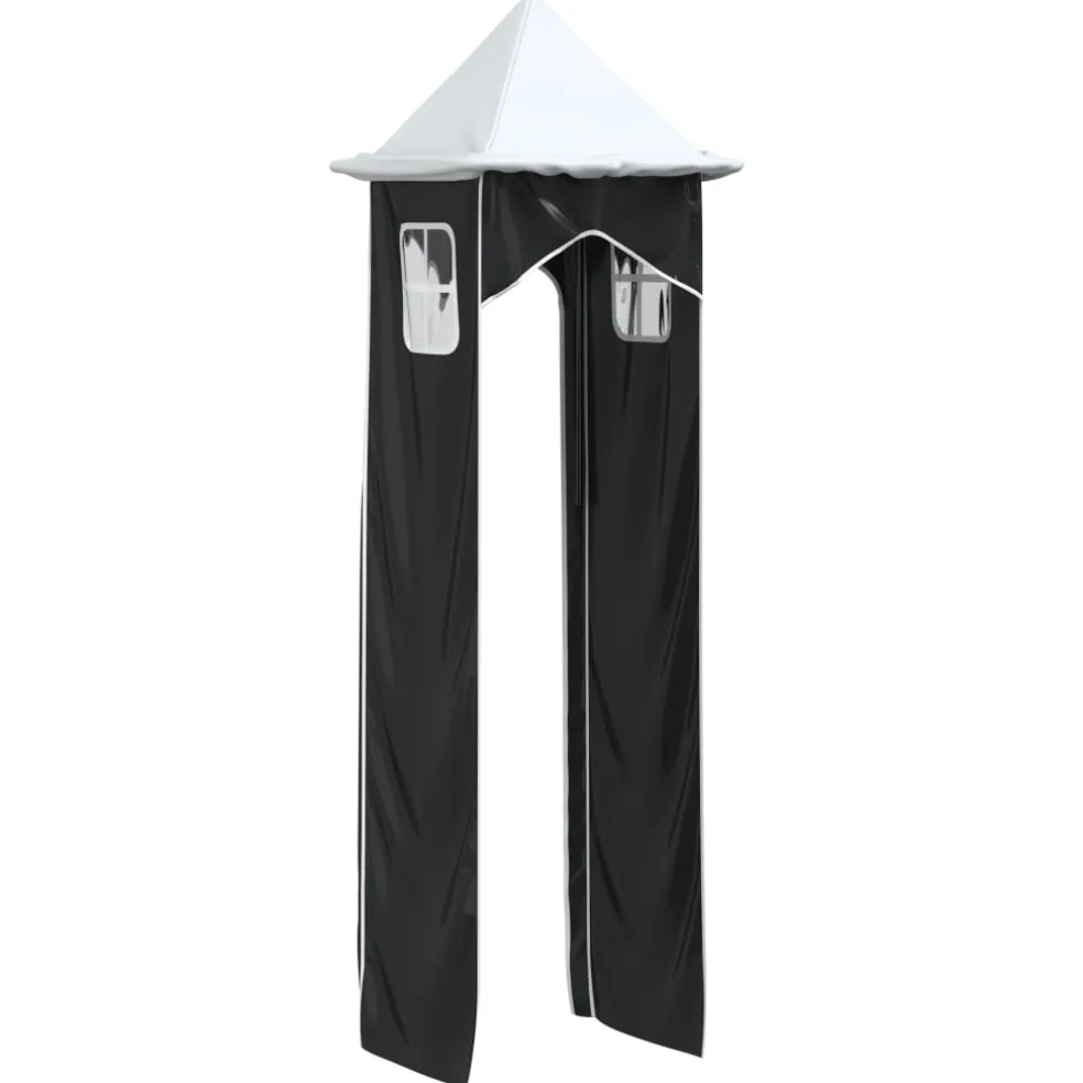 vidaXL Gordijnen voor hoogslaper met toren polyester wit en zwart