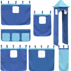 vidaXL Gordijnen voor hoogslaper met toren polyester blauw