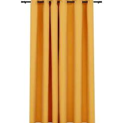 vidaXL Gordijn linnen-look verduisterend met ogen 290x245 cm geel