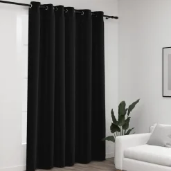 vidaXL Gordijn linnen-look verduisterend met ogen 290x245 cm antraciet