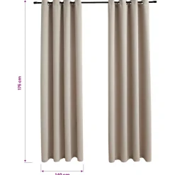 vidaXL Gordijn verduisterend met metalen ringen 2 st 140x175 cm beige