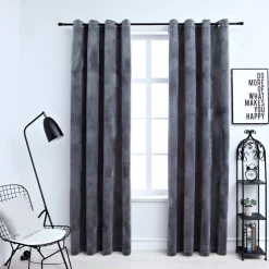 vidaXL Gordijn verduisterend ringen 2 st 140x175 cm fluweel antraciet