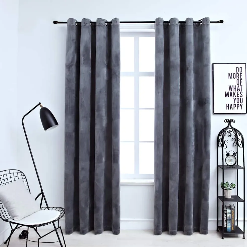 vidaXL Gordijn verduisterend ringen 2 st 140x175 cm fluweel antraciet