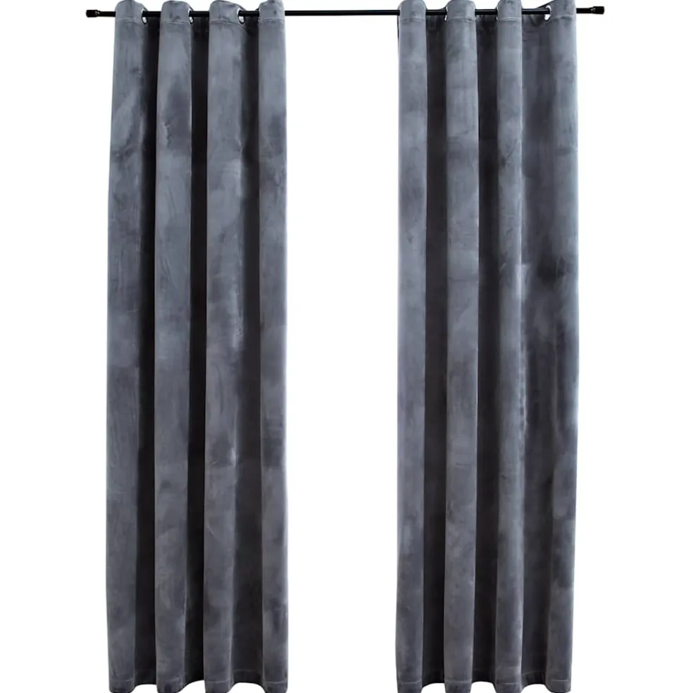 vidaXL Gordijn verduisterend ringen 2 st 140x175 cm fluweel antraciet