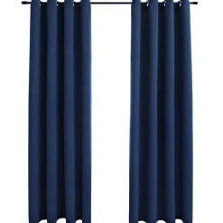 vidaXL Gordijn verduisterend met metalen ringen 2 st 140x175 cm blauw
