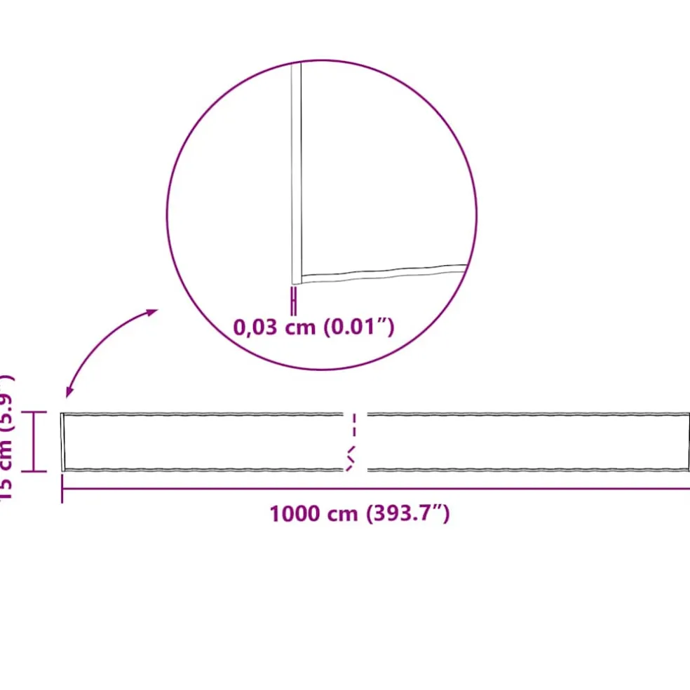 vidaxl Gras Rand 1000 x 15 x 0,03 cm Gegalvaniseerd staal zilver