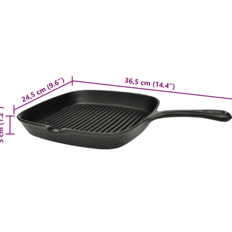 vidaXL Grillpan gietijzer 24x23 cm