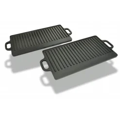 vidaXL Grillplaat gietijzer dubbelzijdig 38x23 cm 2 st