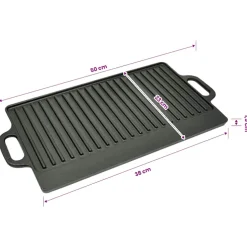 vidaXL Grillplaat gietijzer dubbelzijdig 38x23 cm 2 st