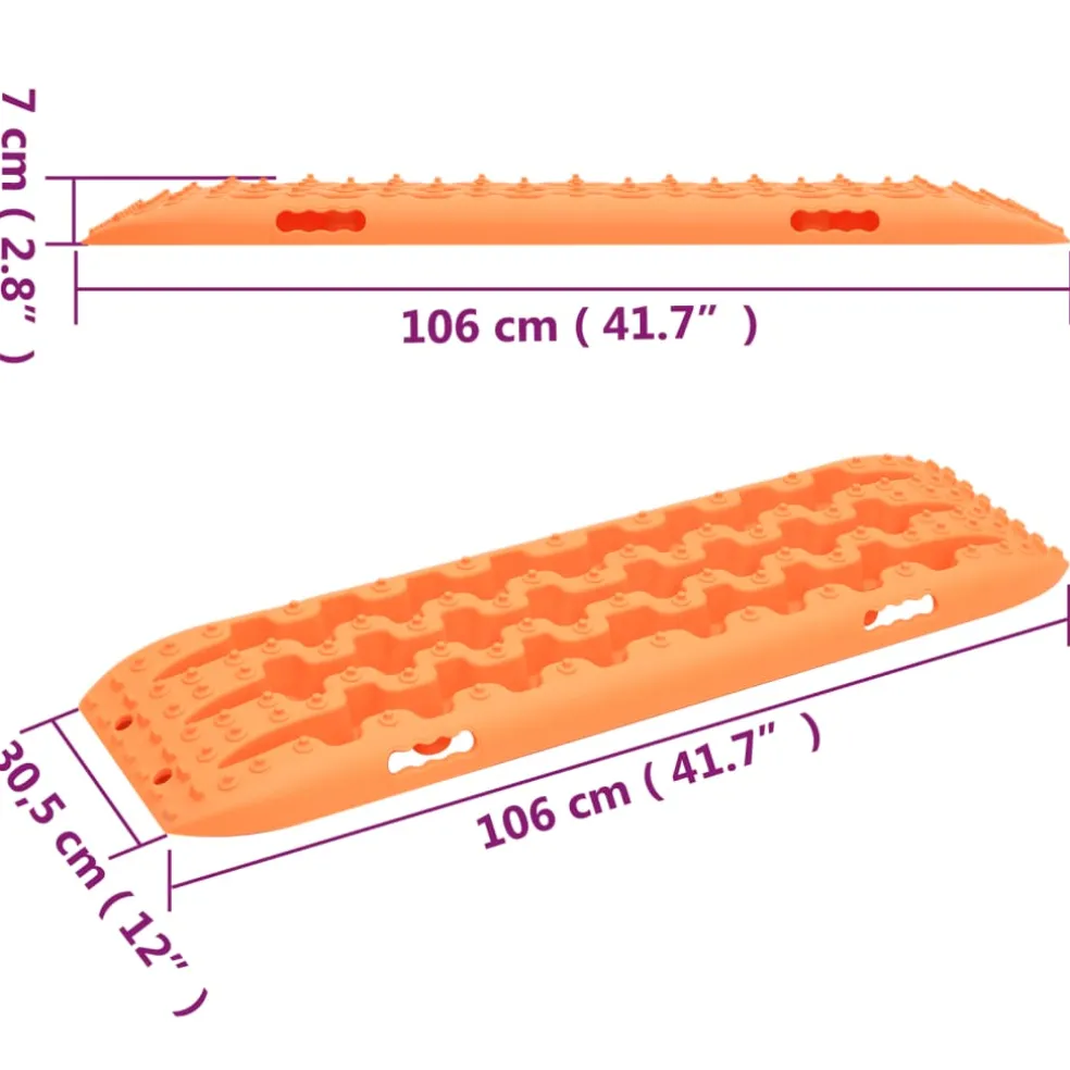 vidaXL Gripplaten 2 st 106x30,5x7 cm nylon oranje