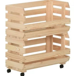 vidaXL Groentetrolley 37x30x80 cm massief grenenhout