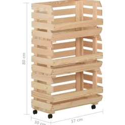 vidaXL Groentetrolley 37x30x80 cm massief grenenhout