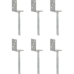 vidaXL Grondankers 6 st 8x6x30 cm gegalvaniseerd staal zilverkleurig