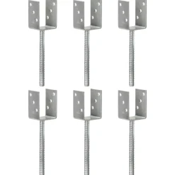 vidaXL Grondankers 6 st 7x6x30 cm gegalvaniseerd staal zilverkleurig