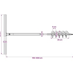 vidaXL Grondboor 100 mm met 13 m verlengstuk Staal