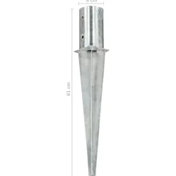 vidaXL Grondpinnen 2 st 8x61 cm gegalvaniseerd staal zilverkleurig