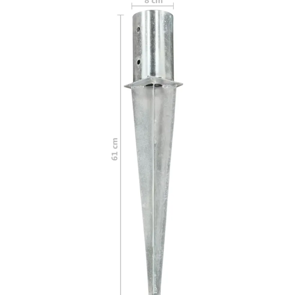 vidaXL Grondpinnen 2 st 8x61 cm gegalvaniseerd staal zilverkleurig