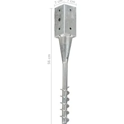 vidaXL Grondpinnen 2 st 7x7x56 cm gegalvaniseerd staal zilverkleurig