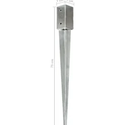 vidaXL Grondpinnen 6 st 7x7x75 cm gegalvaniseerd staal zilverkleurig