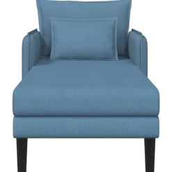vidaXL Grote chaise longue Blauw Katoenen stof