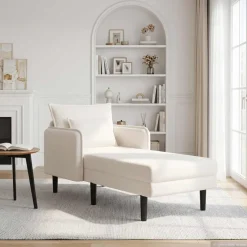 vidaXL Grote chaise longue Crèmekleurig Bouclé