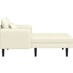 vidaXL Grote chaise longue Crèmekleurig Katoenen stof