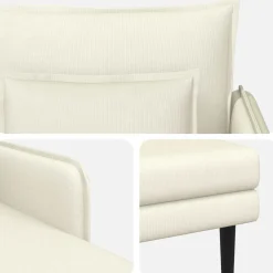 vidaXL Grote chaise longue Crèmekleurig Katoenen stof