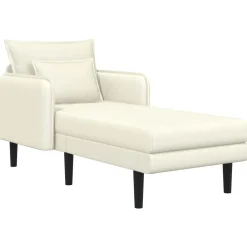 vidaXL Grote chaise longue Crèmekleurig Katoenen stof