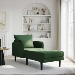 vidaXL Grote chaise longue Donkergroen Katoenen stof