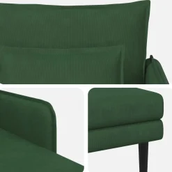 vidaXL Grote chaise longue Donkergroen Katoenen stof