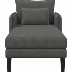 vidaXL Grote chaise longue Donkergrijs Katoenen stof