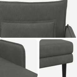 vidaXL Grote chaise longue Donkergrijs Katoenen stof