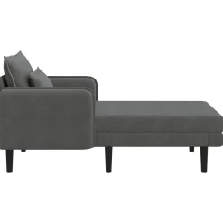 vidaXL Grote chaise longue Donkergrijs Katoenen stof
