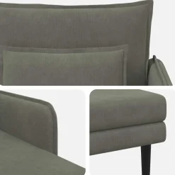 vidaXL Grote chaise longue Lichtgrijs Katoenen stof